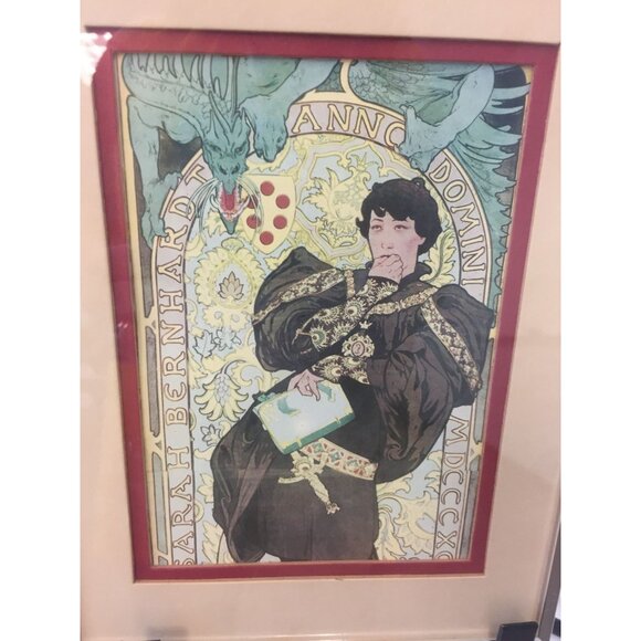 Vtg 19th Century Theater Poster Sarah Bernhardt Anno Domini MDCCCXCVI By Alphons - Picture 2 of 5